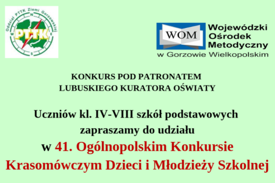 41. Ogólnopolski Konkurs Krasomówczy Dzieci i Młodzieży Szkolnej