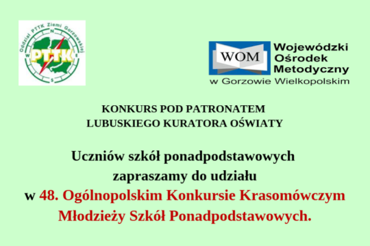 48. Ogólnopolski Konkurs Krasomówczy Młodzieży Szkół Ponadpodstawowych